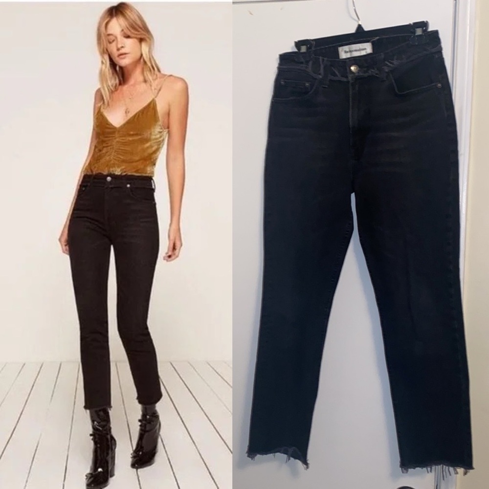 Reformation Julia Jeans in Euphrates Washed Black Frayed